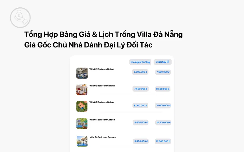 Quỹ Phòng Tổng Hợp Villa Đà Nẵng Giá Chủ Nhà: Bảng Giá Gốc &amp; Lịch Trống Mới Nhất 2025