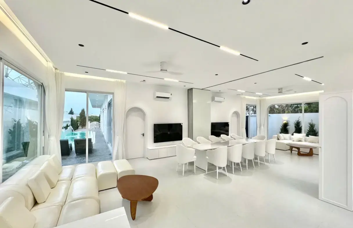 Spacious living area inside a Da Nang private villa designed for comfort and privacy