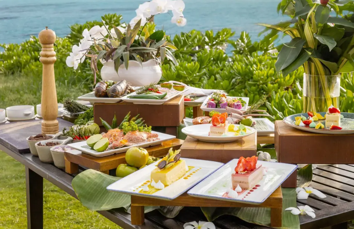 Outdoor garden area of a Da Nang villa suitable for BBQ parties