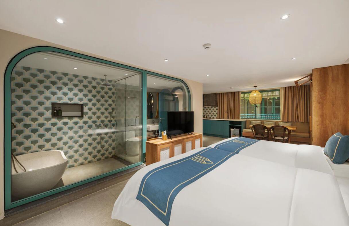 Modern bedroom setup in a 6 bedroom villa Da Nang for 12 to 18 guests