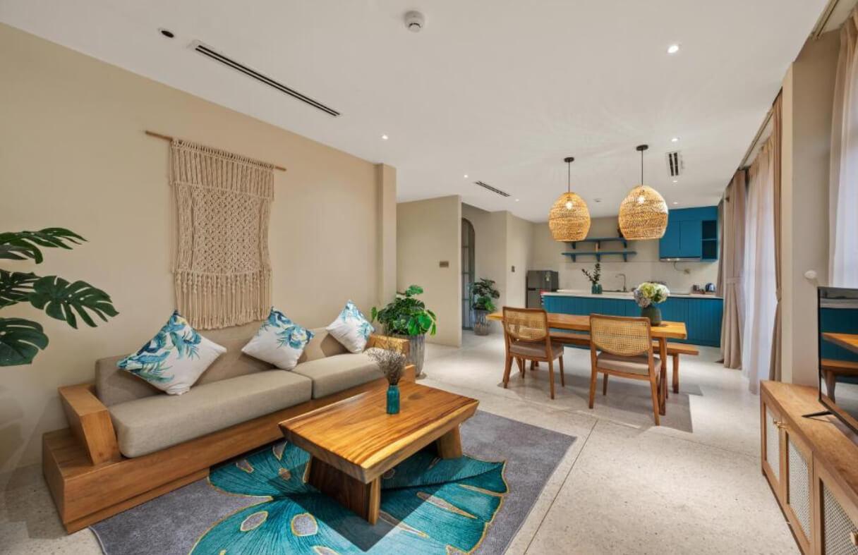 Spacious living room inside a 6 bedroom villa in Da Nang