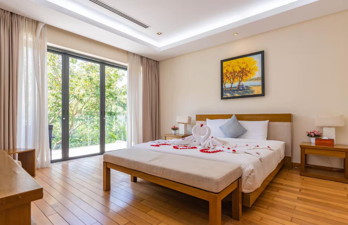 Private outdoor garden space at a Da Nang villa ideal for relaxation
