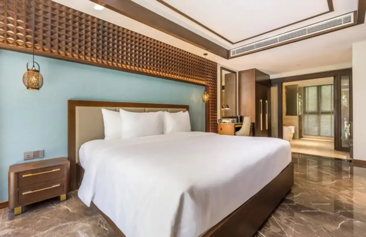 Spacious bedroom in a sea view villa in Da Nang with resort-style interior