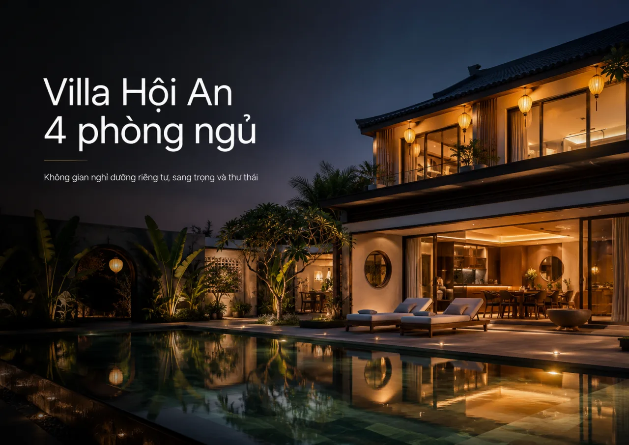 Villa Hội An 4 phòng ngủ: Không gian riêng tư cho gia đình, nhóm bạn và kỳ nghỉ nhiều kết nối