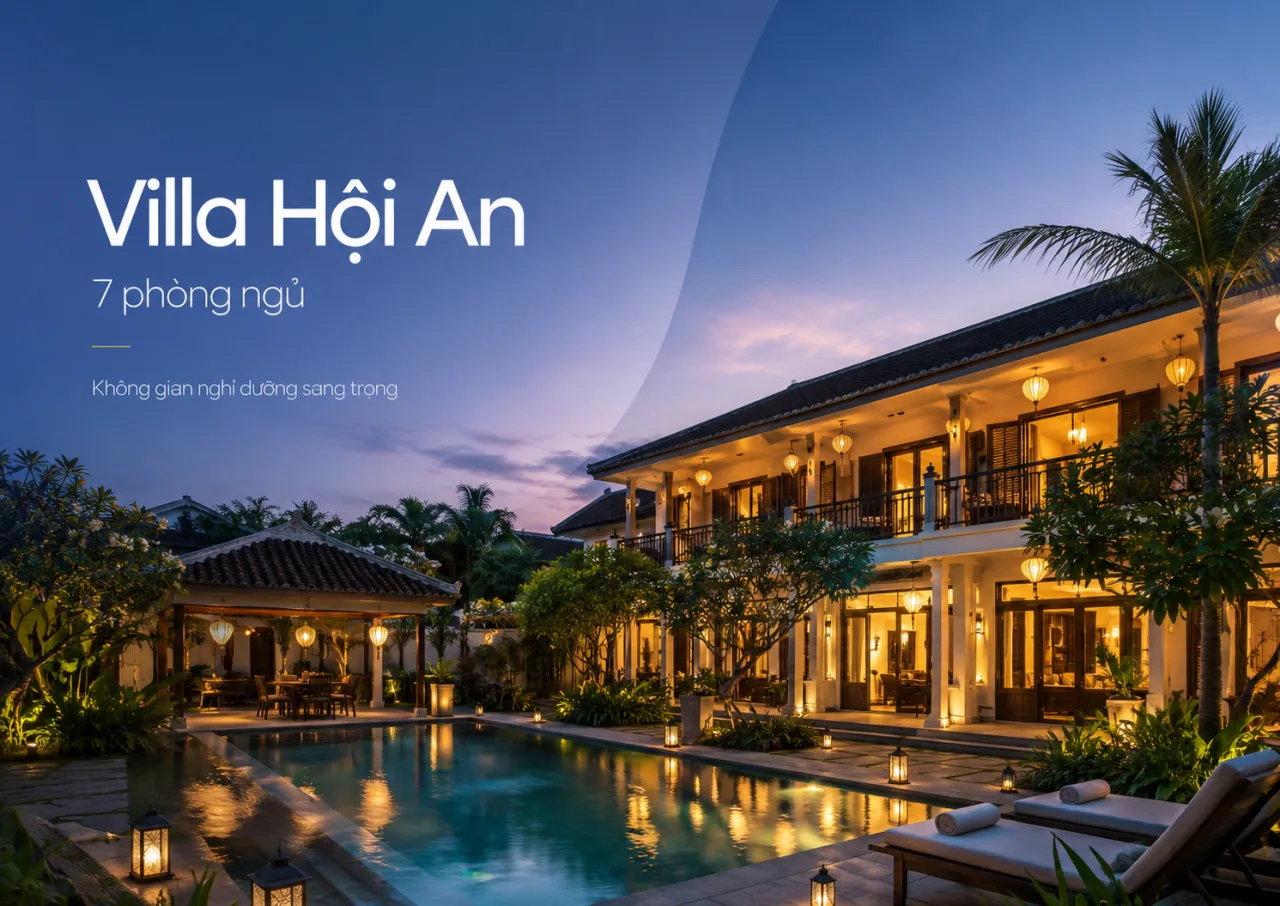Villa Hội An 7 phòng ngủ: Không gian nghỉ dưỡng riêng tư cho gia đình, nhóm bạn và đoàn công ty