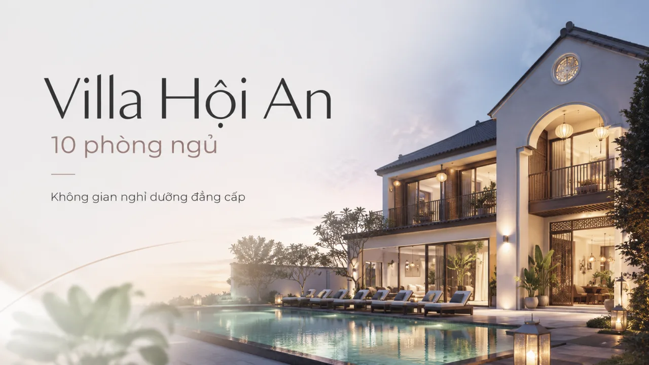 Villa Hội An 10 phòng ngủ: Không gian riêng tư cho đại gia đình, công ty và nhóm bạn đông người