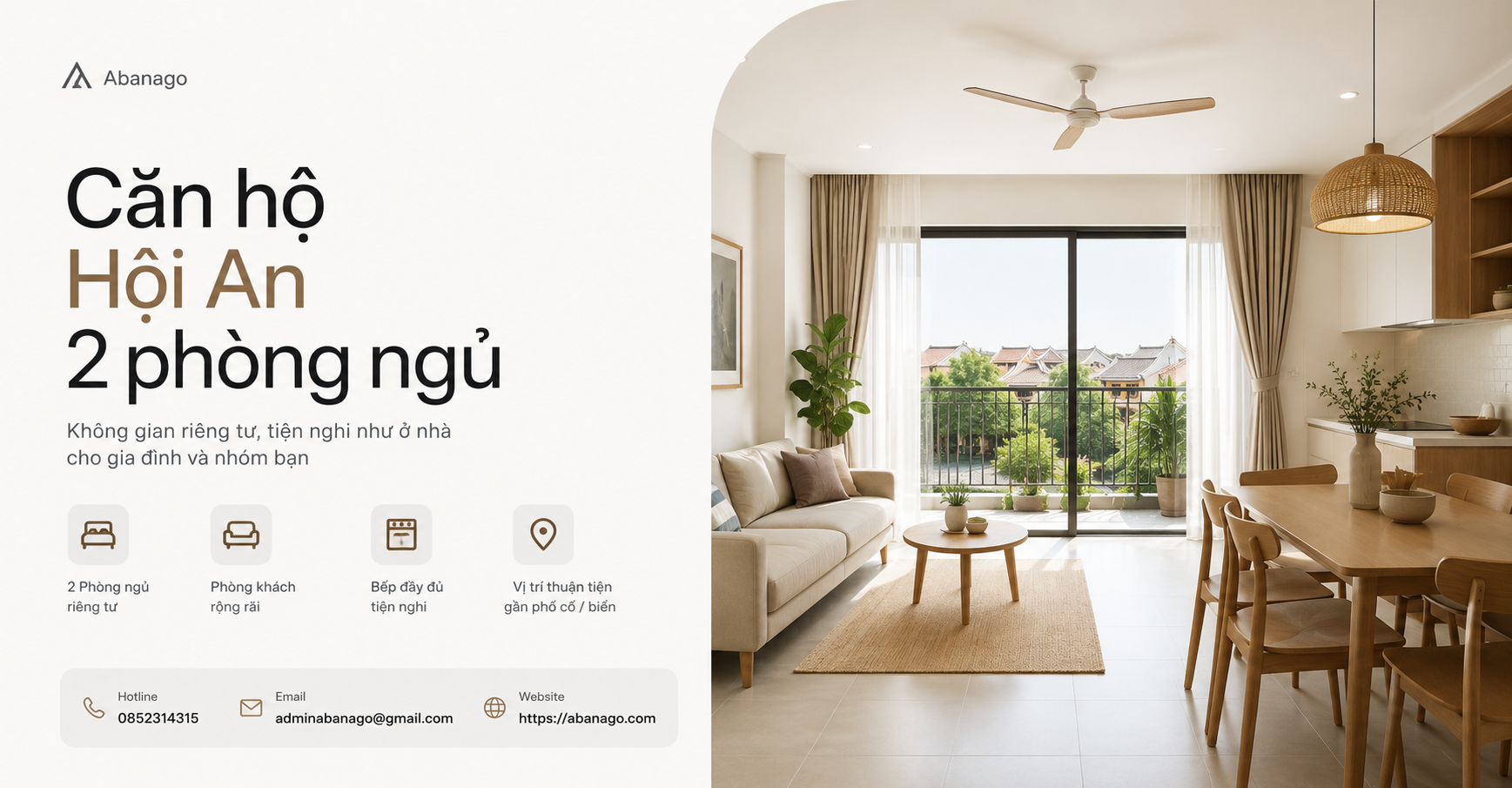 Căn hộ Hội An 2 phòng ngủ: lựa chọn lưu trú riêng tư, tiện nghi cho gia đình và nhóm bạn