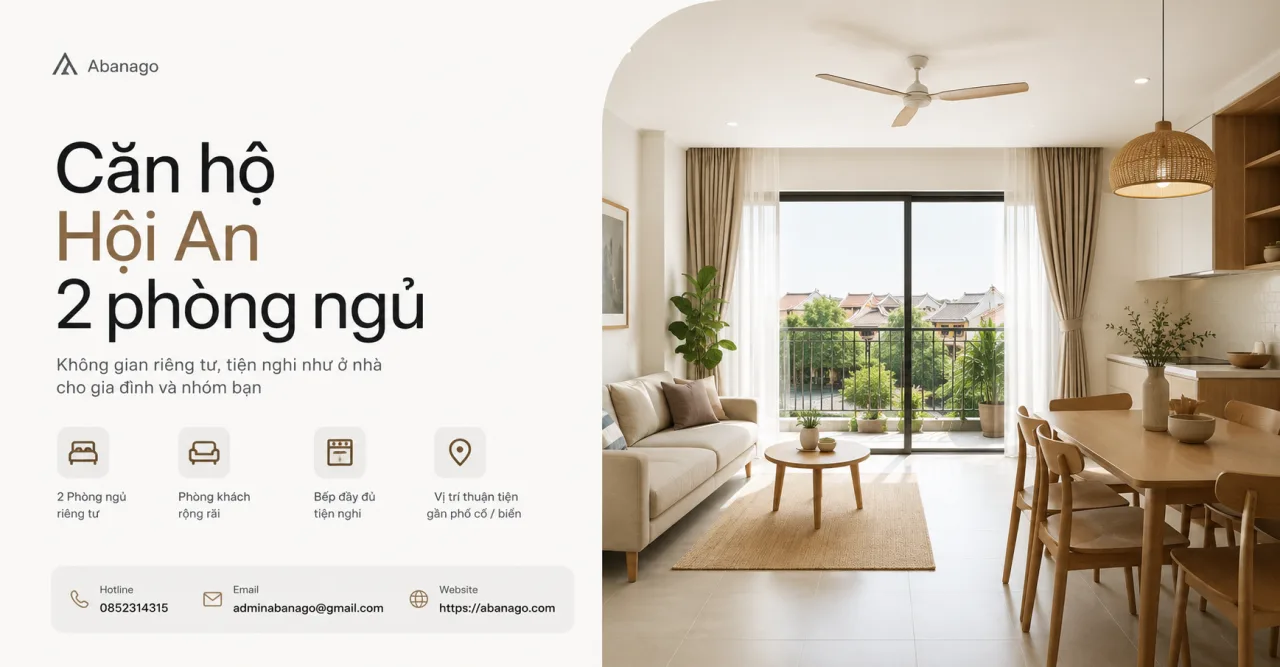 Căn hộ Hội An 2 phòng ngủ: lựa chọn lưu trú riêng tư, tiện nghi cho gia đình và nhóm bạn