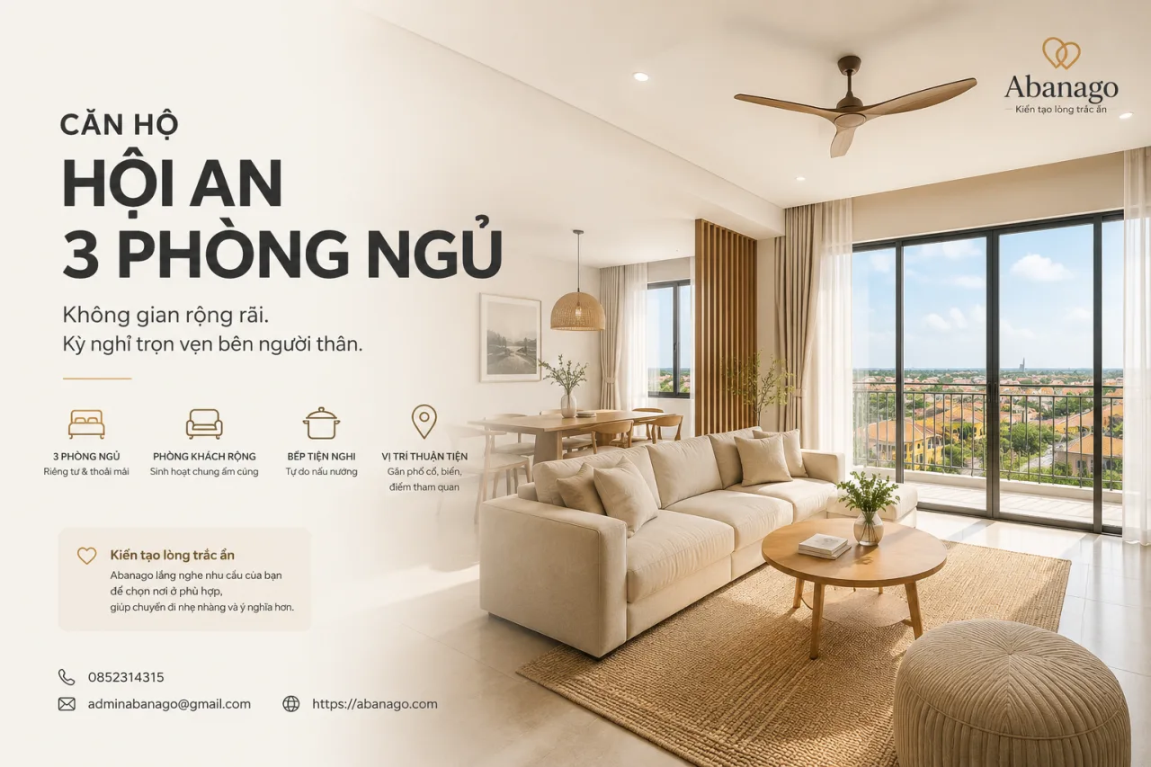 Căn hộ Hội An 3 phòng ngủ: Lựa chọn lưu trú rộng rãi cho gia đình và nhóm bạn