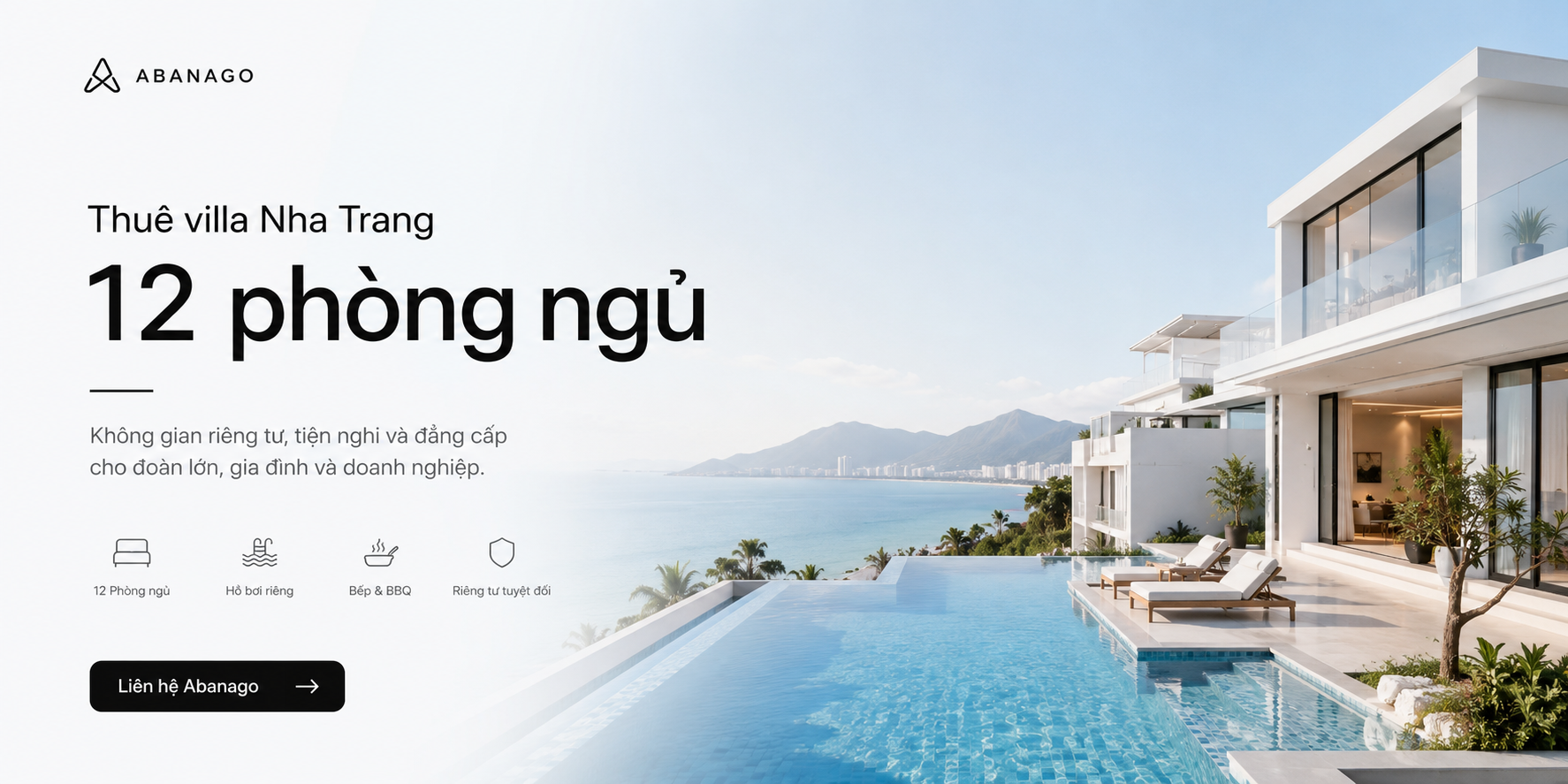 Thuê villa Nha Trang 12 phòng ngủ: Giải pháp lưu trú riêng tư cho đoàn lớn, gia đình và doanh nghiệp