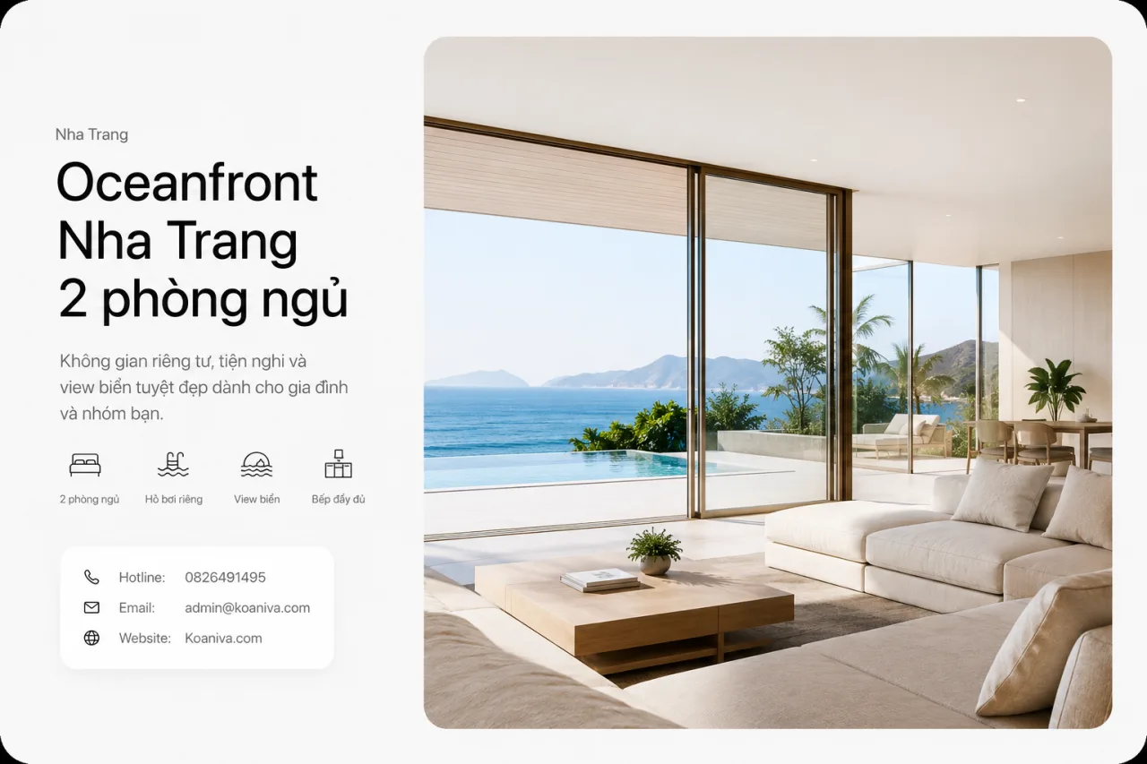 Oceanfront Nha Trang 2 phòng ngủ: Giá thuê, review và kinh nghiệm đặt villa