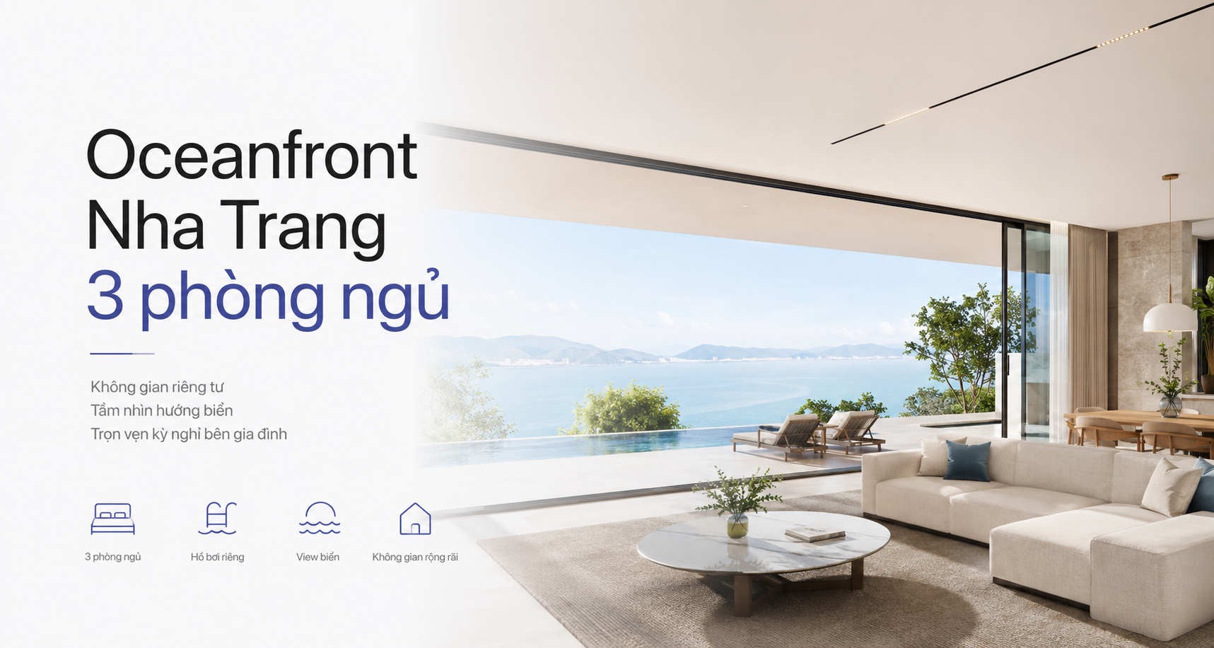 Oceanfront Nha Trang 3 phòng ngủ: Giá thuê, review và kinh nghiệm đặt villa