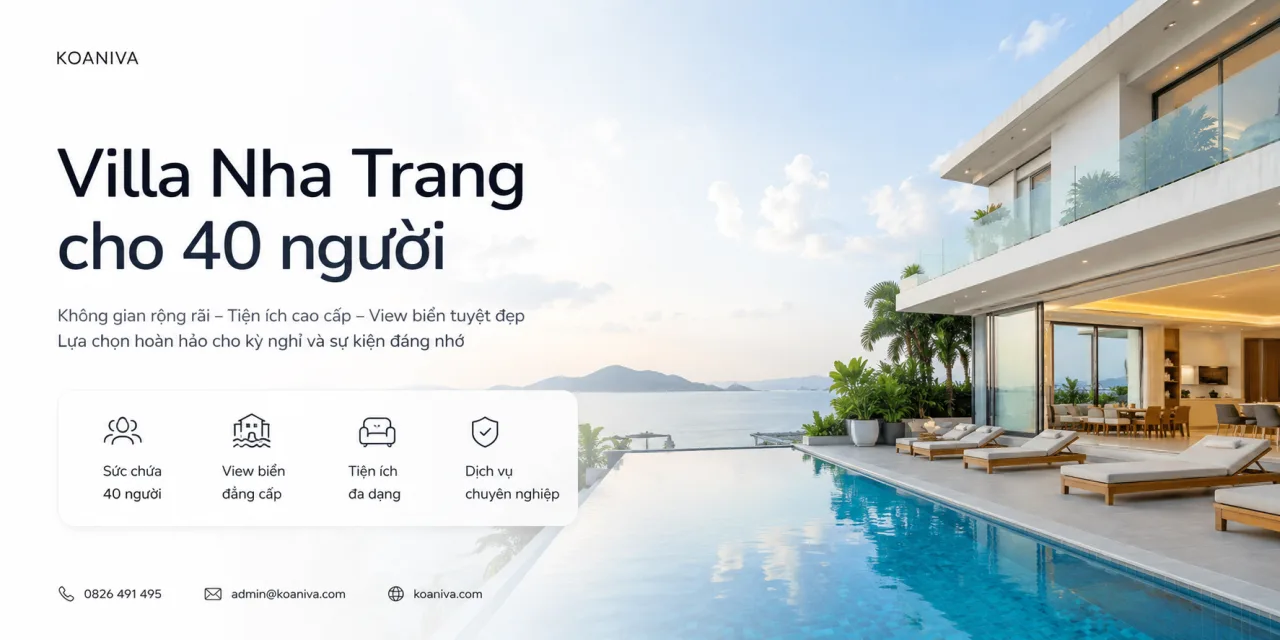 Villa Nha Trang cho 40 người: Kinh nghiệm chọn villa, bảng giá và cách đặt phù hợp cho đoàn đông