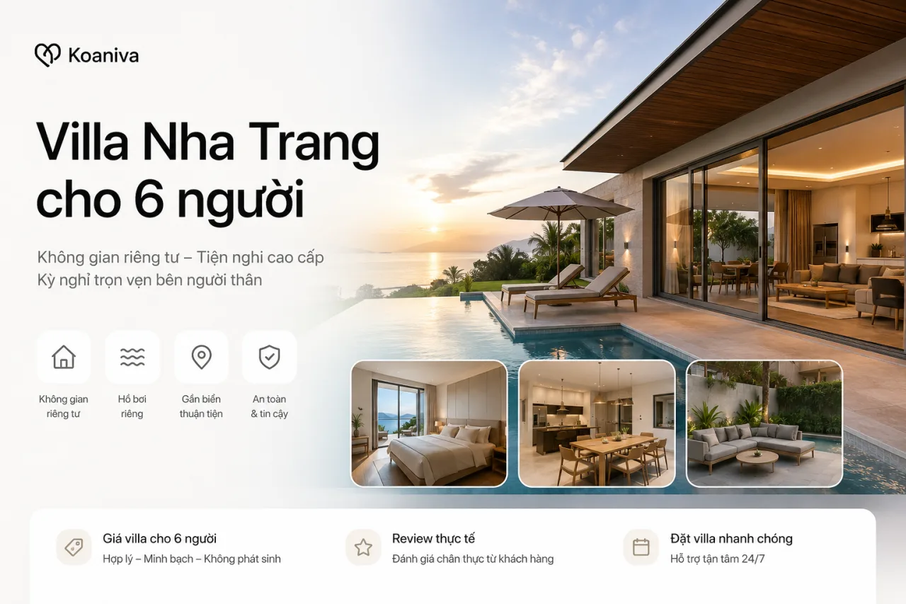 Villa Nha Trang cho 6 người: Bảng giá, kinh nghiệm chọn và đặt villa phù hợp