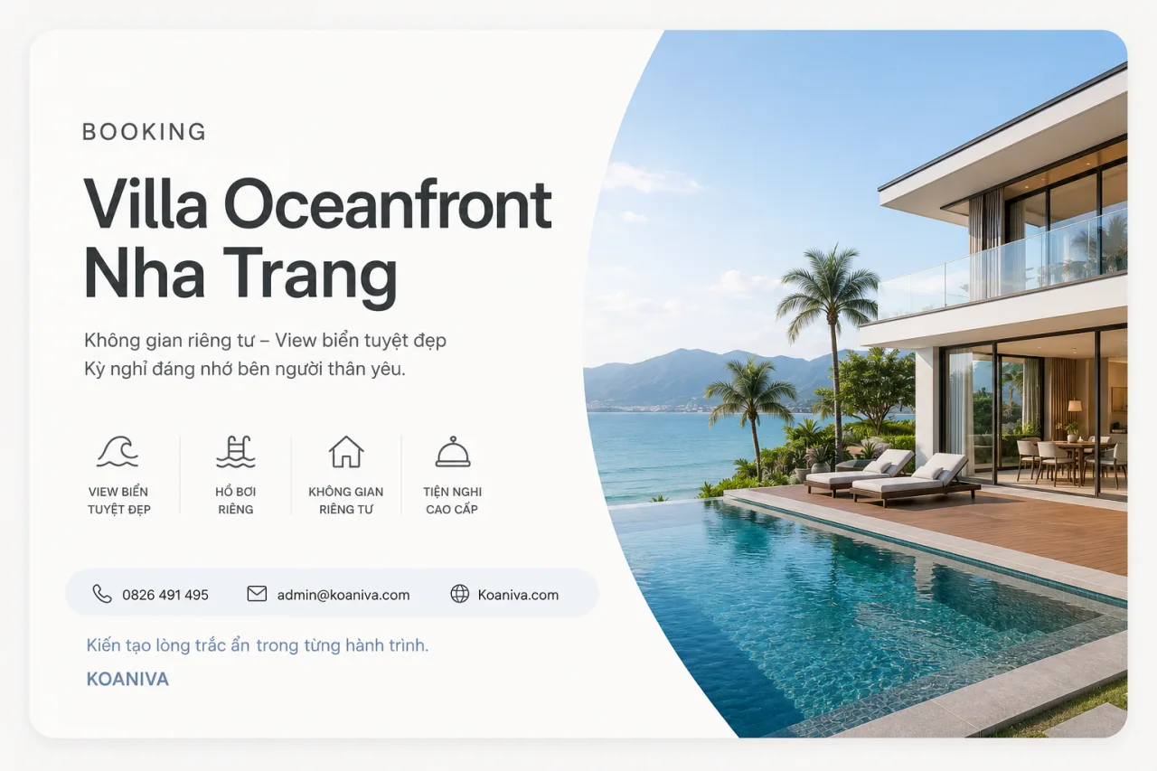 Booking Villa Oceanfront Nha Trang: Hướng dẫn đặt villa nghỉ dưỡng sang trọng với giá tốt từ Koaniva