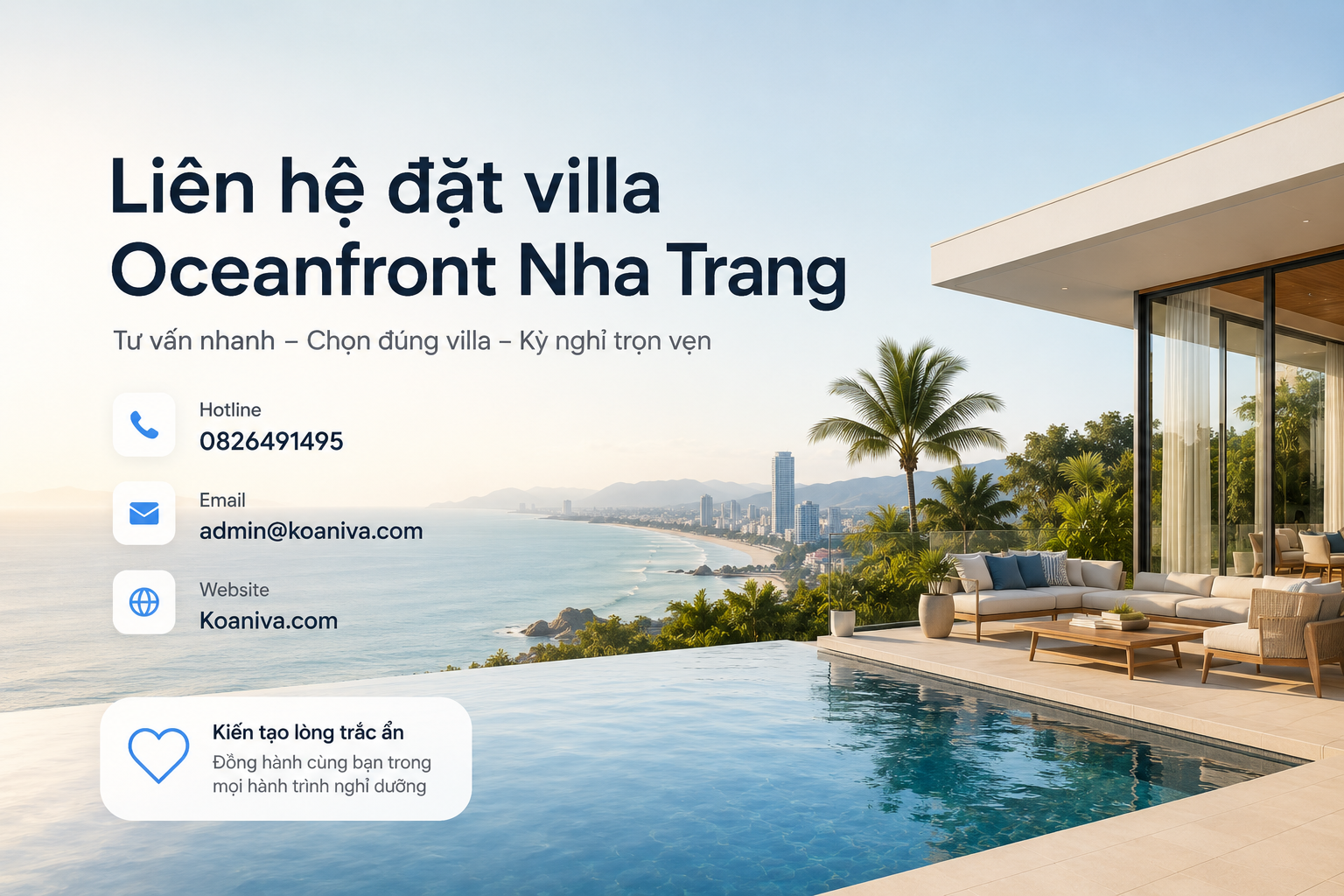 Liên hệ đặt Villa Oceanfront Nha Trang nhanh chóng, giá tốt và hỗ trợ 24/7 cùng KOANIVA