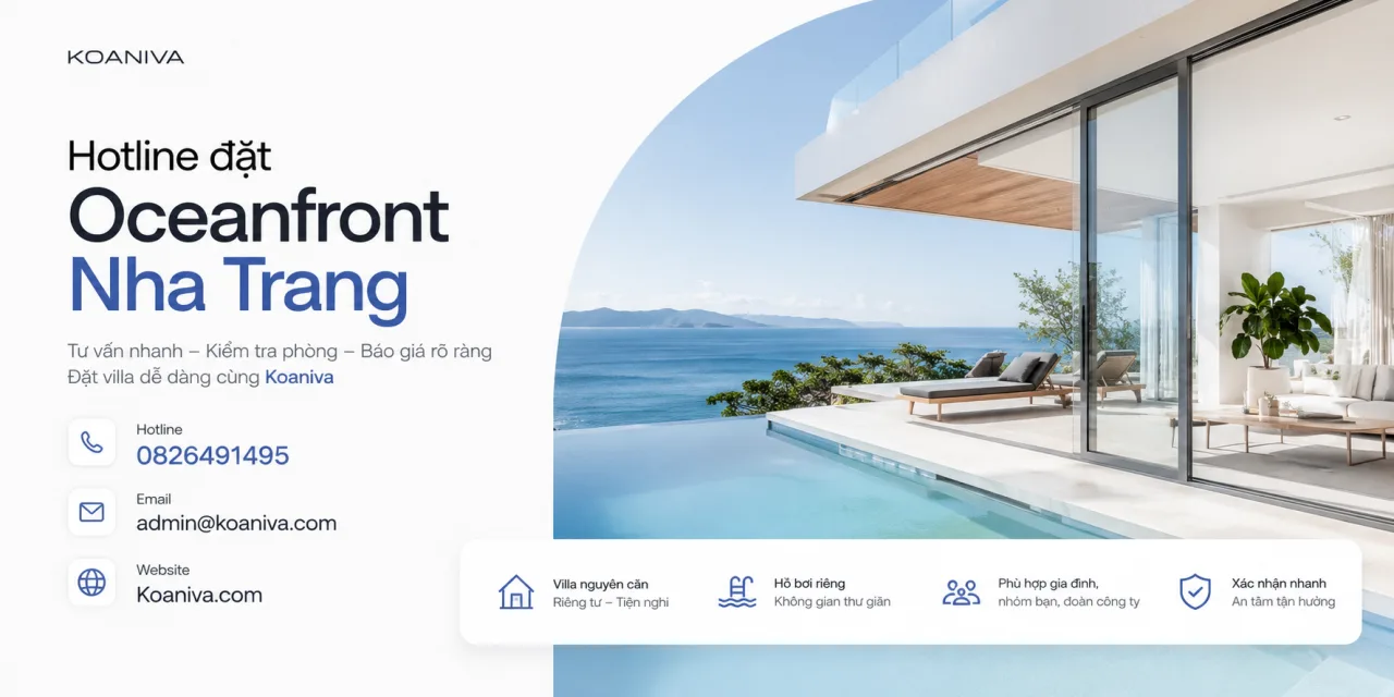 Hotline đặt Oceanfront Nha Trang – Liên hệ Koaniva để kiểm tra phòng và báo giá nhanh