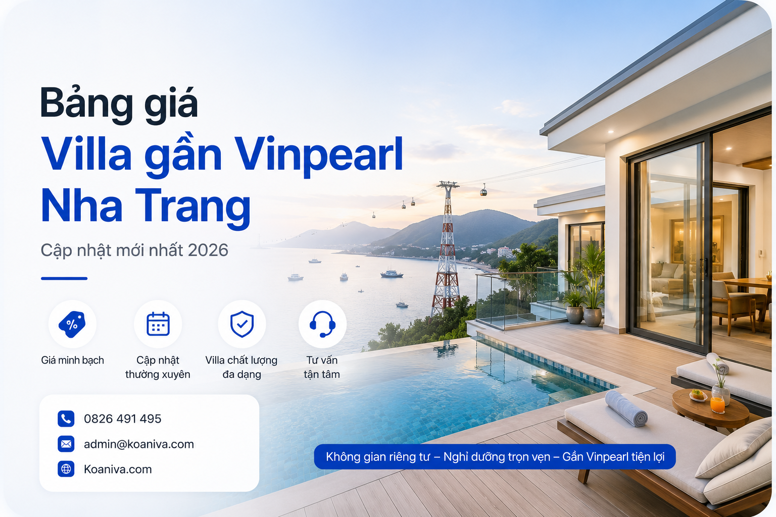 Bảng giá Villa gần Vinpearl Nha Trang mới nhất 2026 – Cập nhật chi phí, ưu đãi và kinh nghiệm đặt villa cùng Koaniva