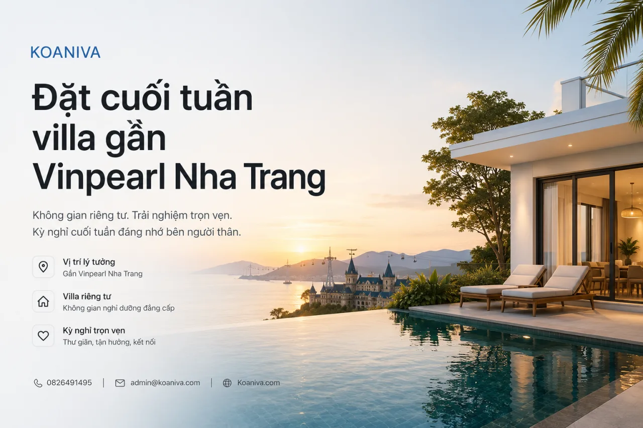 Đặt cuối tuần villa gần Vinpearl Nha Trang: Gợi ý không gian nghỉ dưỡng riêng tư cho gia đình và nhóm bạn