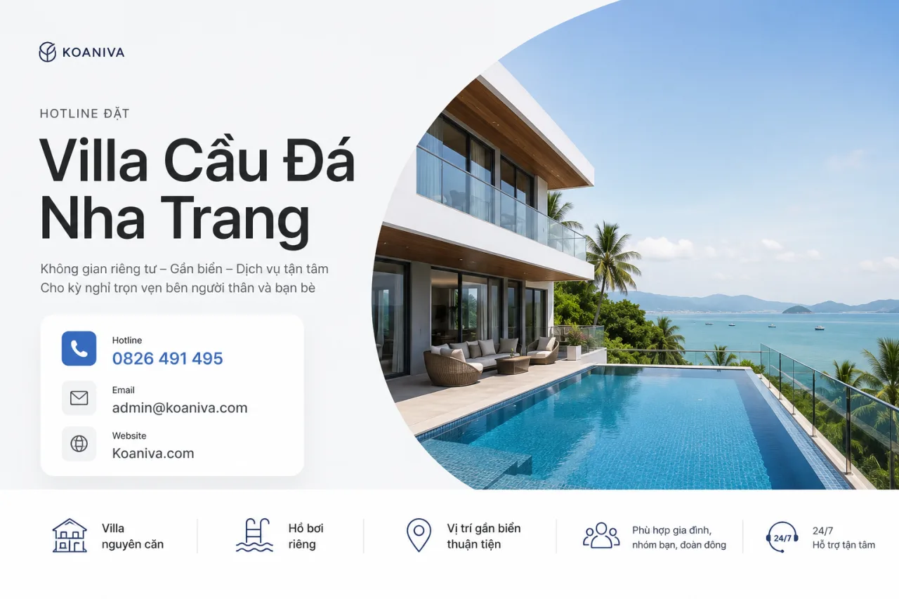 Hotline đặt villa Cầu Đá Nha Trang: Kiểm tra phòng nhanh, báo giá rõ ràng cùng Koaniva