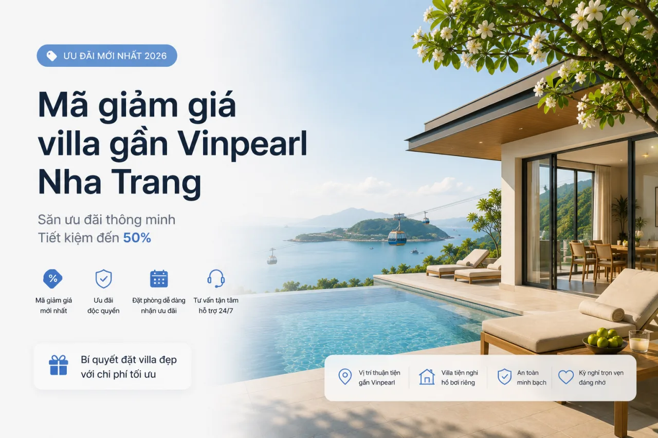 Mã giảm giá villa gần Vinpearl Nha Trang mới nhất 2026 – Cách săn ưu đãi đặt phòng tiết kiệm và an toàn