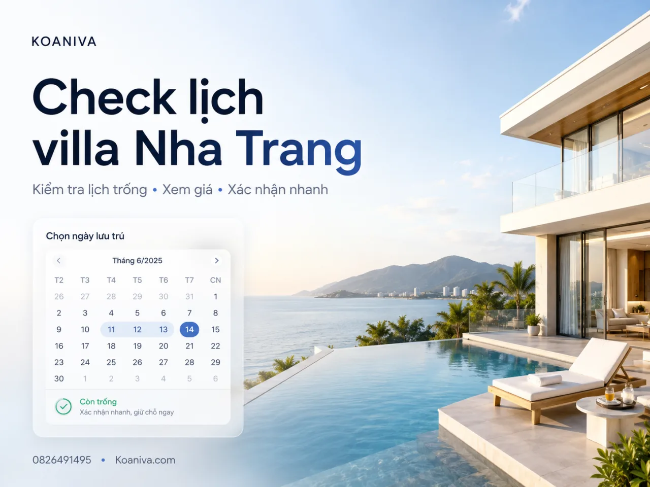 Check lịch villa Nha Trang nhanh chóng: Cách kiểm tra phòng trống, giá và xác nhận đặt villa