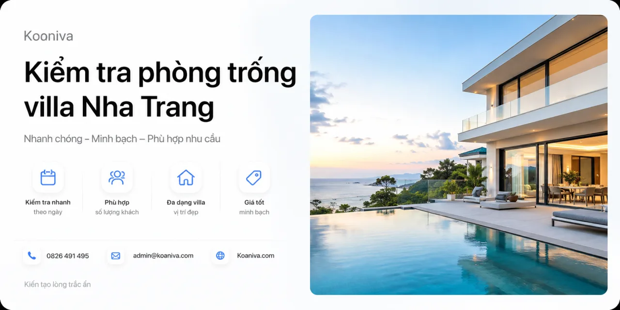 Kiểm tra phòng trống villa Nha Trang nhanh chóng, minh bạch cùng Koaniva