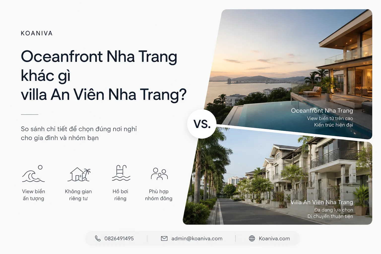 Oceanfront Nha Trang khác gì villa An Viên Nha Trang? So sánh để chọn đúng nơi nghỉ
