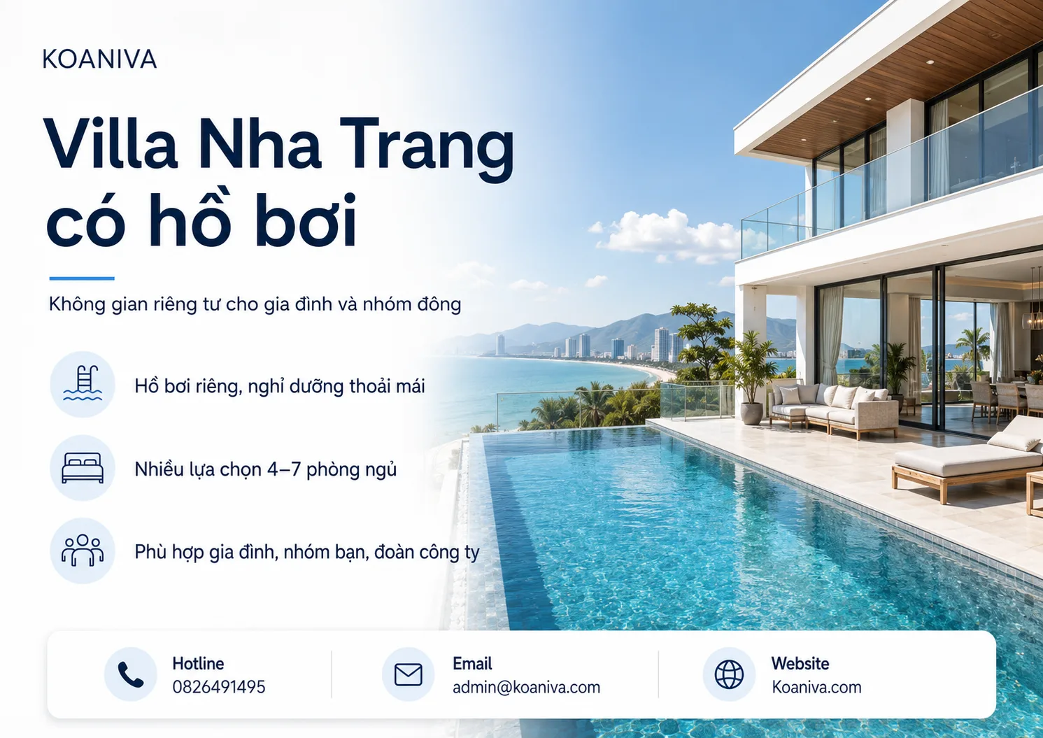 Villa Nha Trang có hồ bơi Koaniva | Riêng tư, nhiều lựa chọn