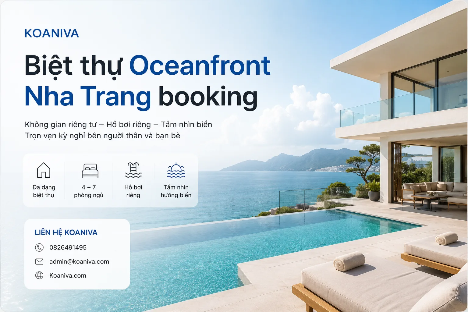 Biệt thự Oceanfront Nha Trang booking: Kinh nghiệm chọn căn phù hợp, giá tốt