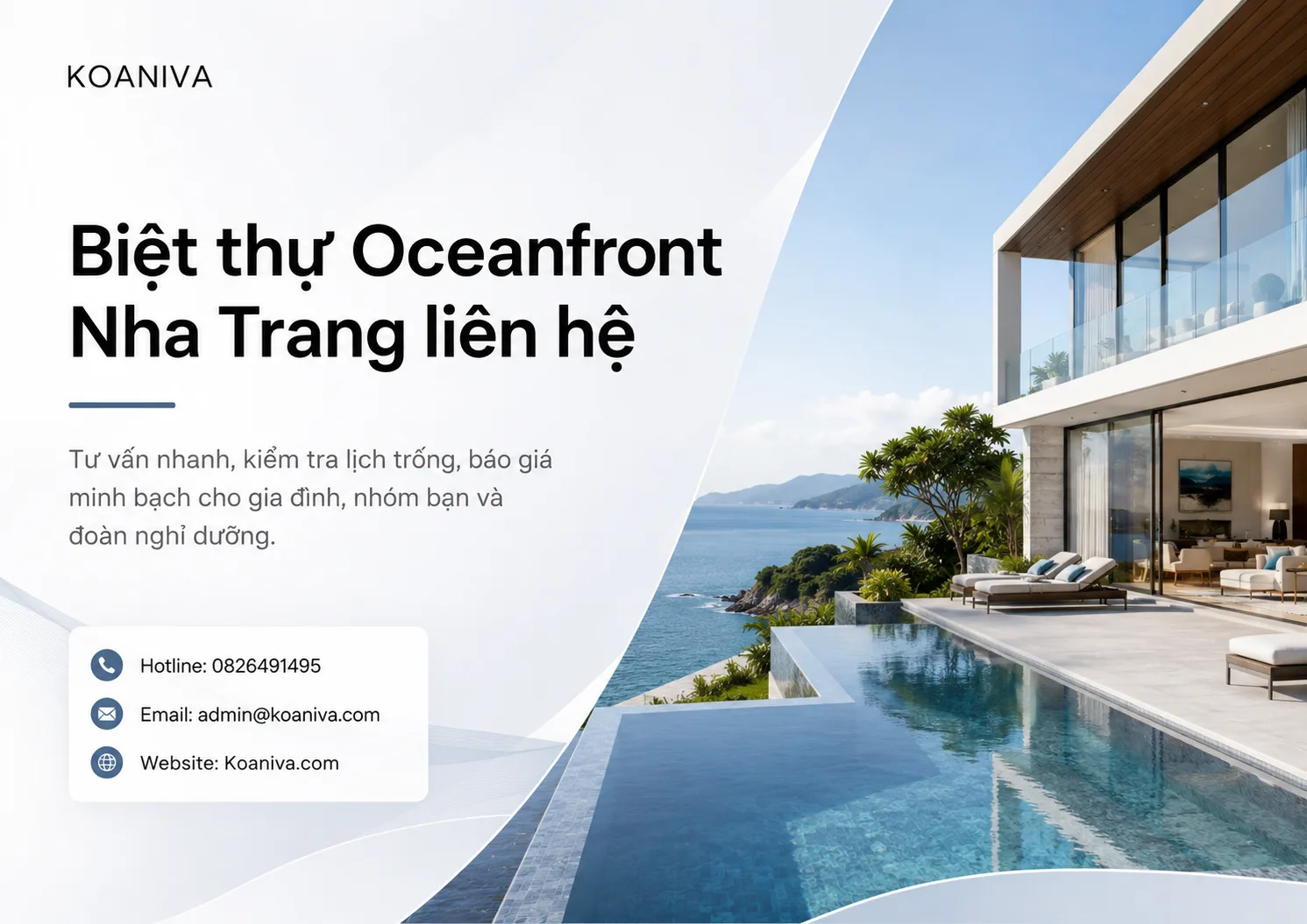 Biệt thự Oceanfront Nha Trang liên hệ Hotline nào? | Koaniva
