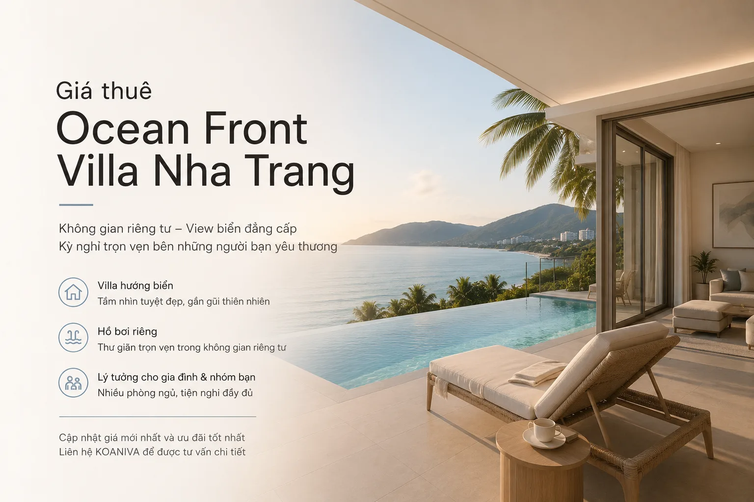 Giá thuê Ocean Front Villa Nha Trang mới nhất 2026 | Kinh nghiệm đặt villa tiết kiệm từ Koaniva