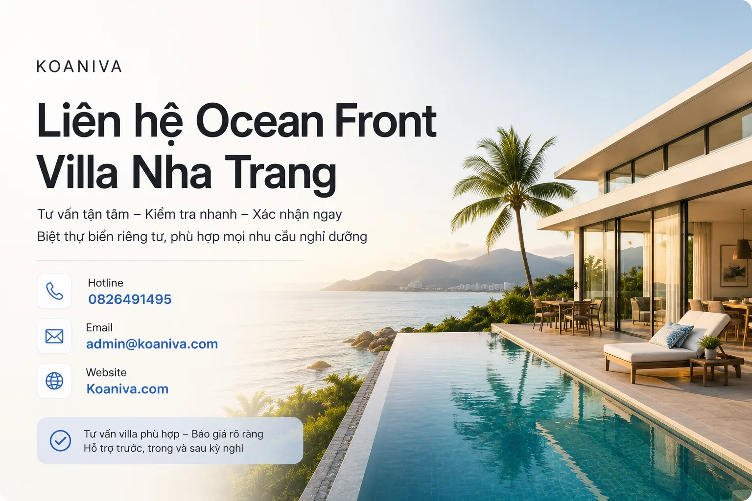 Liên hệ Ocean Front Villa Nha Trang | Đặt villa qua Koaniva