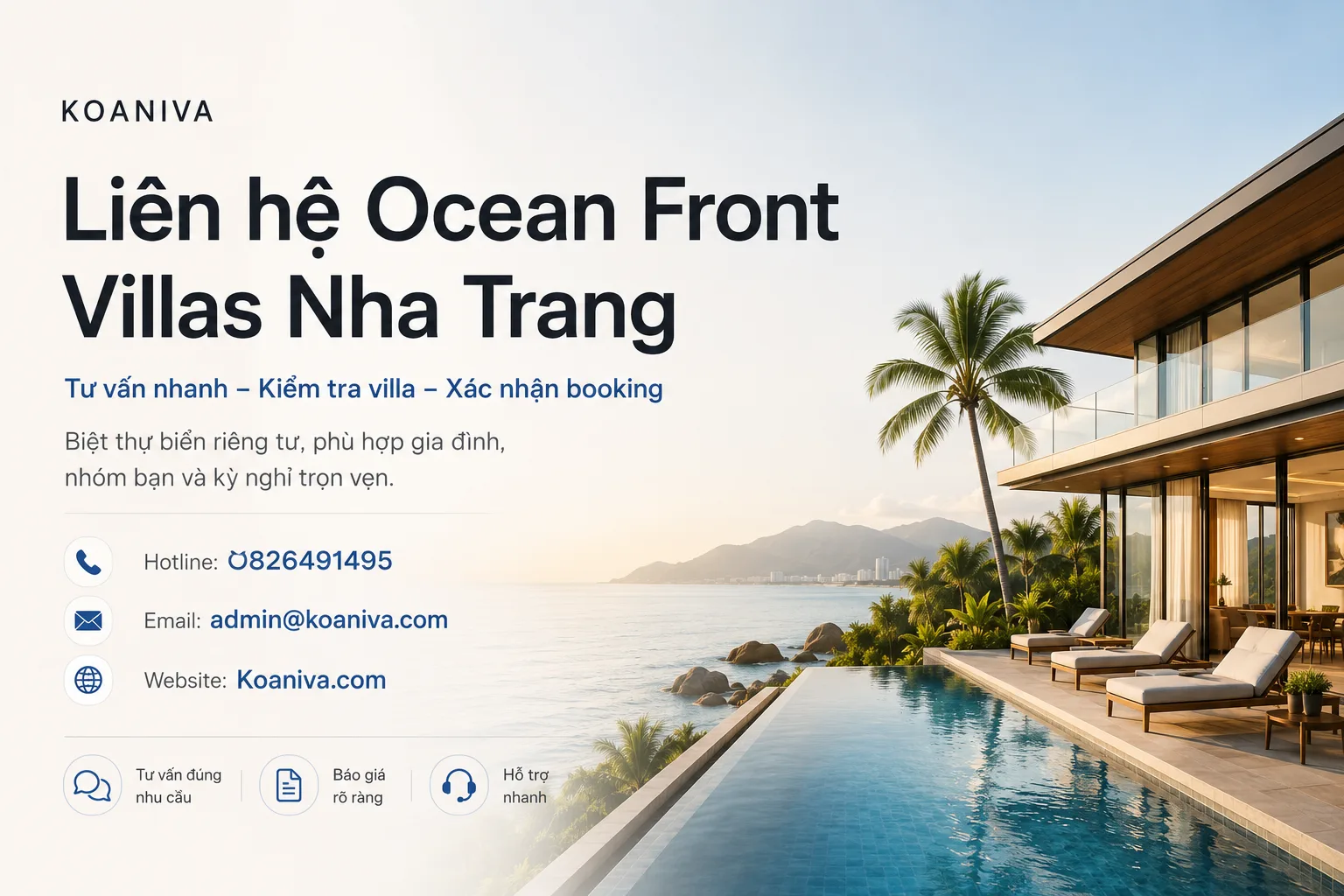 Liên hệ Ocean Front Villas Nha Trang | Hotline đặt villa Koaniva