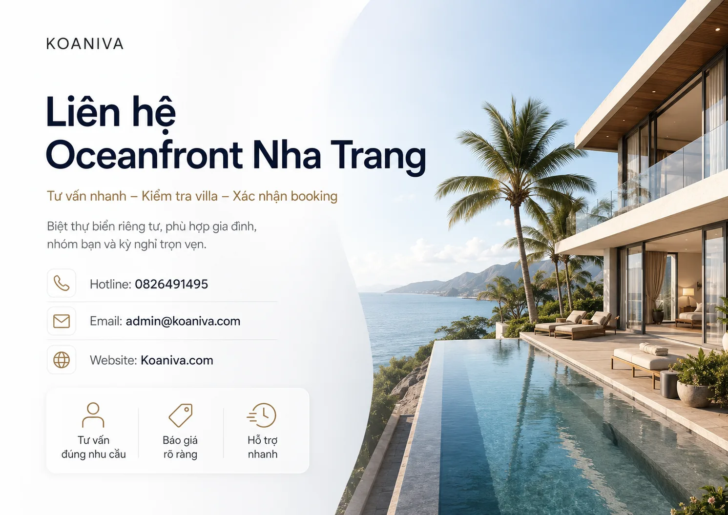 Liên hệ Oceanfront Nha Trang | Đặt villa qua Koaniva