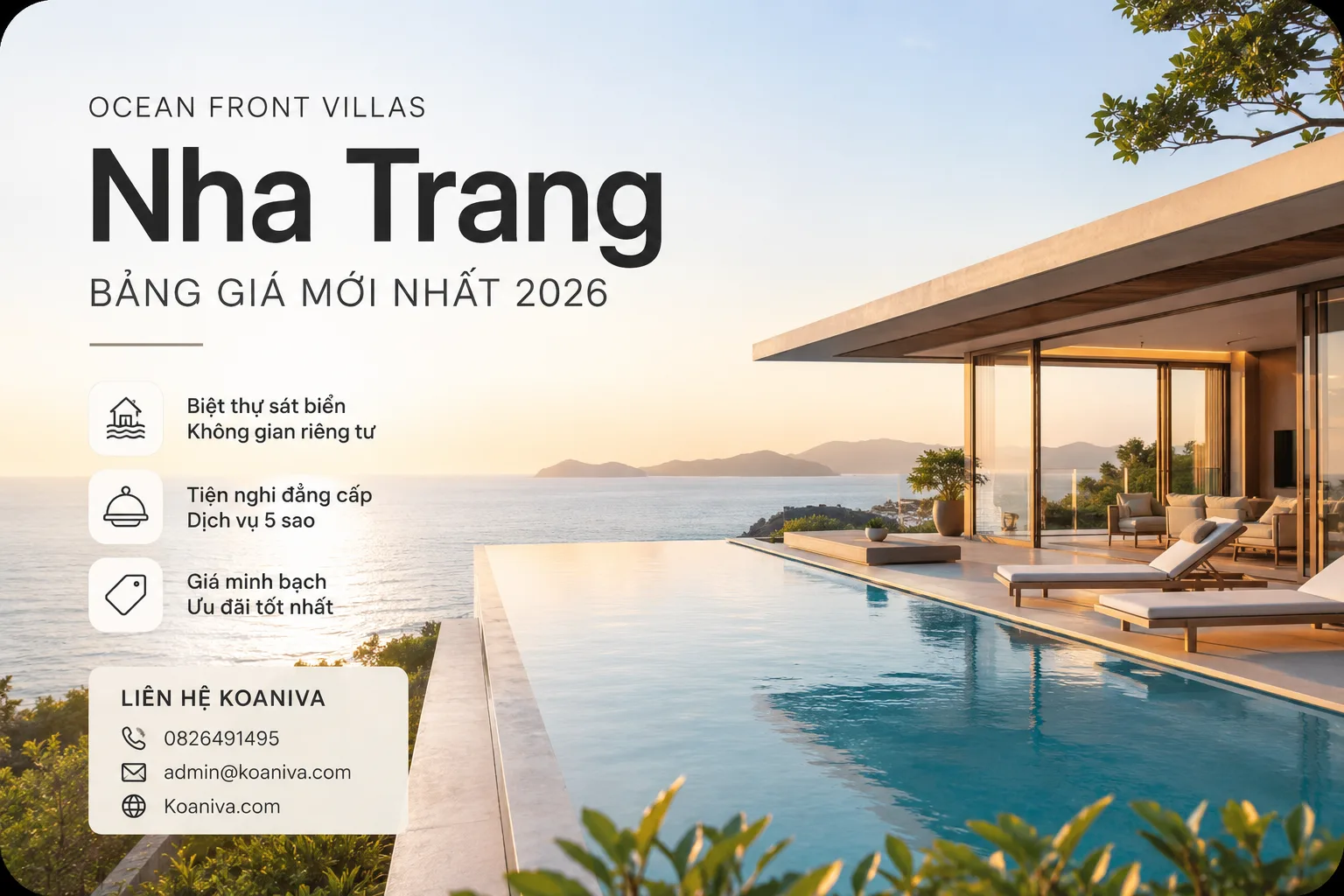 Ocean Front Villas Nha Trang bảng giá mới nhất 2026 | Giá ưu đãi, cập nhật chi tiết từng hạng villa