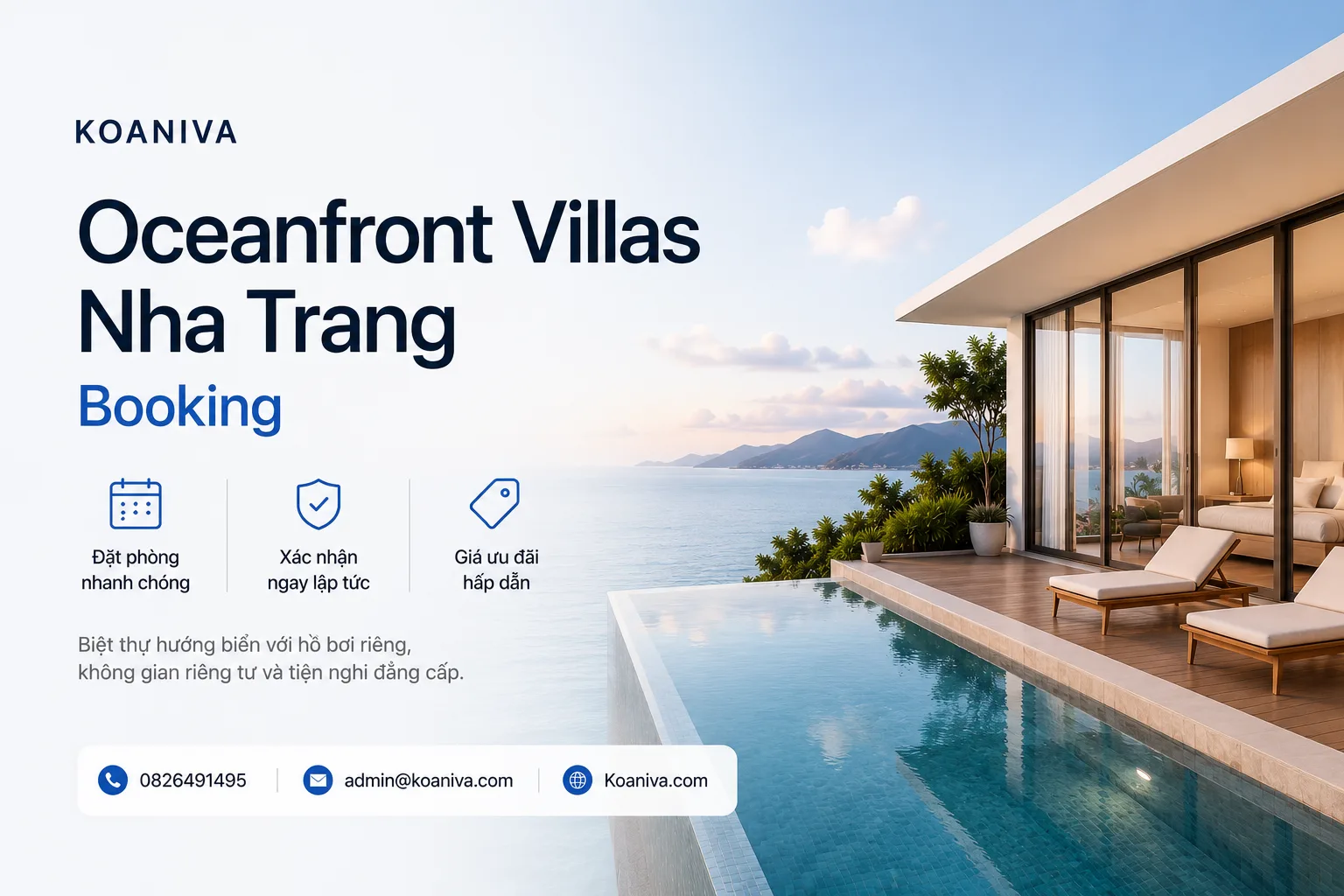 Oceanfront Villas Nha Trang Booking 2026 | Hướng dẫn đặt biệt thự nhanh, giá ưu đãi qua Koaniva
