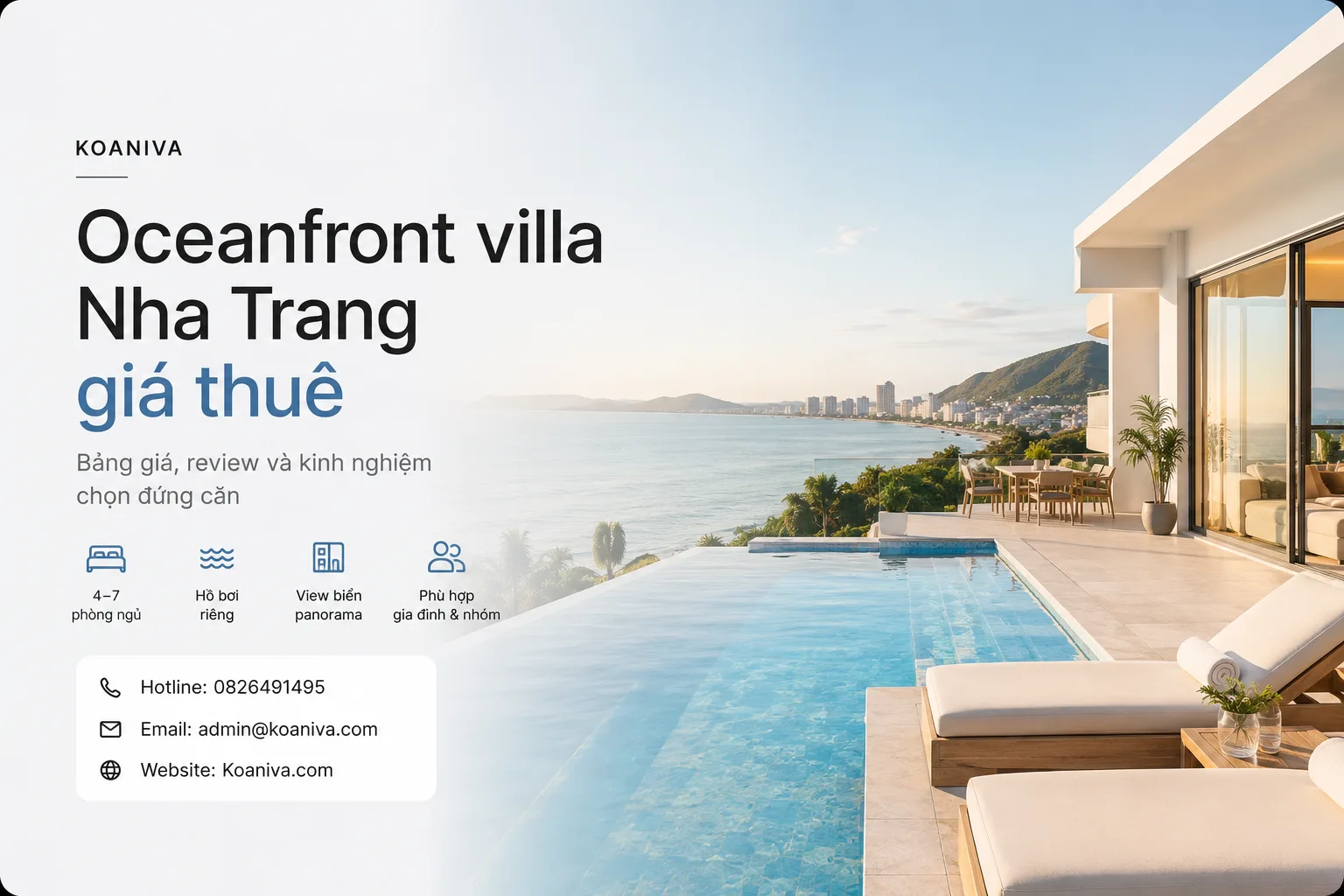 Oceanfront villa Nha Trang giá thuê: Bảng giá và kinh nghiệm đặt villa