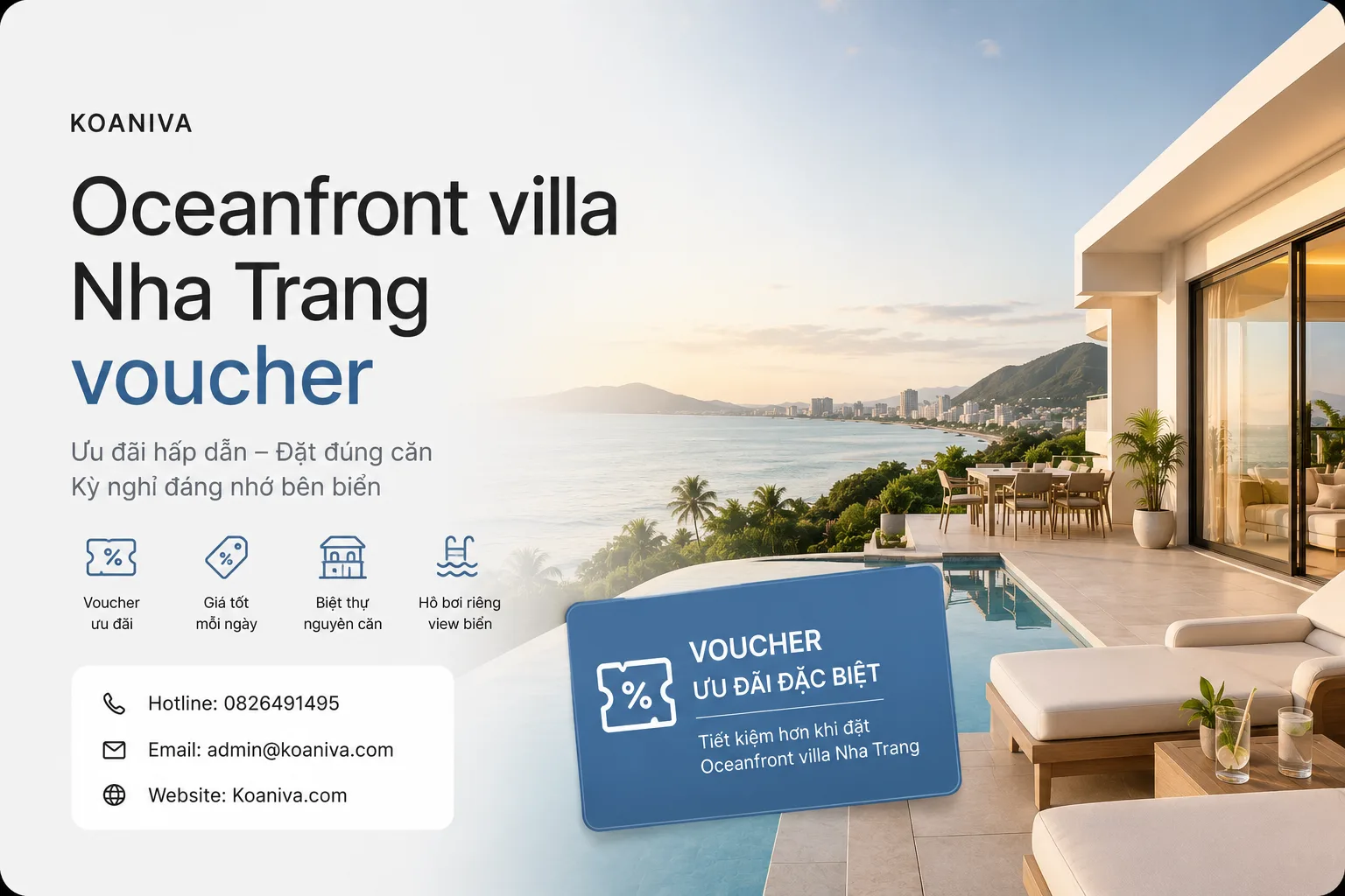 Oceanfront villa Nha Trang voucher: Cách nhận ưu đãi và đặt đúng căn
