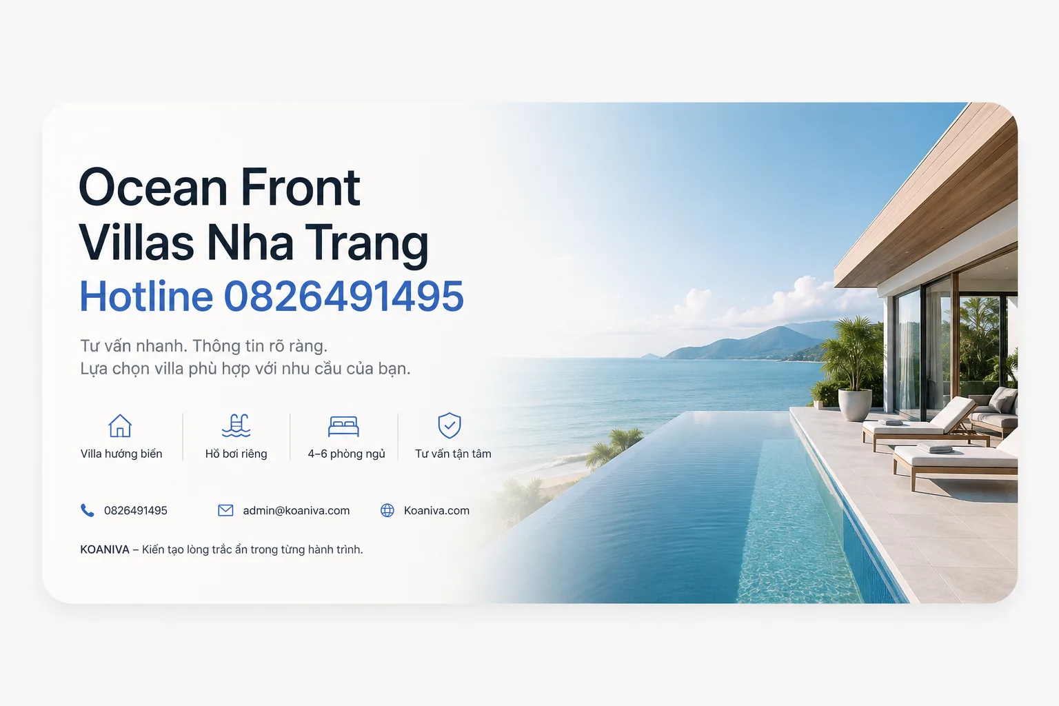 Ocean Front Villas Nha Trang hotline – Liên hệ tư vấn villa nhanh qua Koaniva