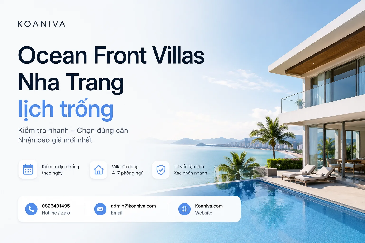 Ocean Front Villas Nha Trang lịch trống: Kiểm tra nhanh, chọn đúng căn và nhận báo giá mới nhất