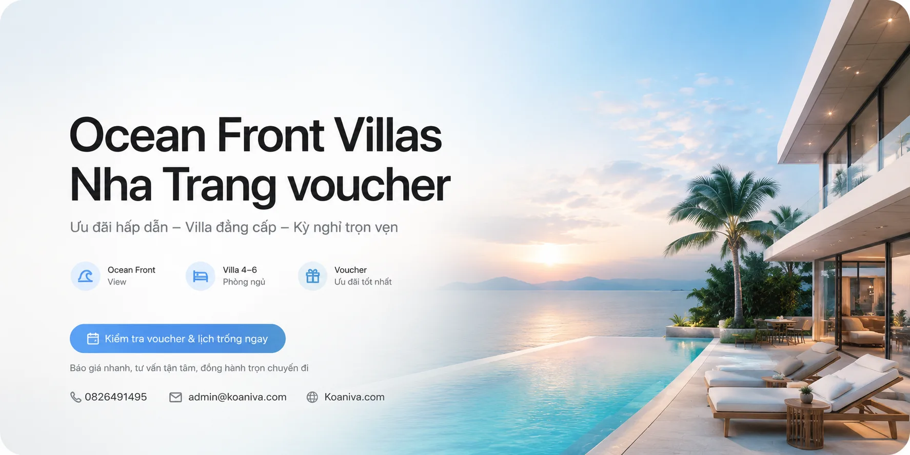 Ocean Front Villas Nha Trang voucher: Cách nhận ưu đãi và đặt villa đúng nhu cầu