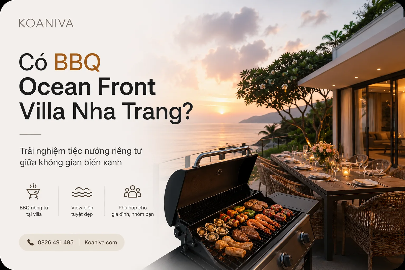 Có BBQ Ocean Front Villa Nha Trang? Trải nghiệm tiệc nướng riêng tư giữa thiên nhiên biển xanh