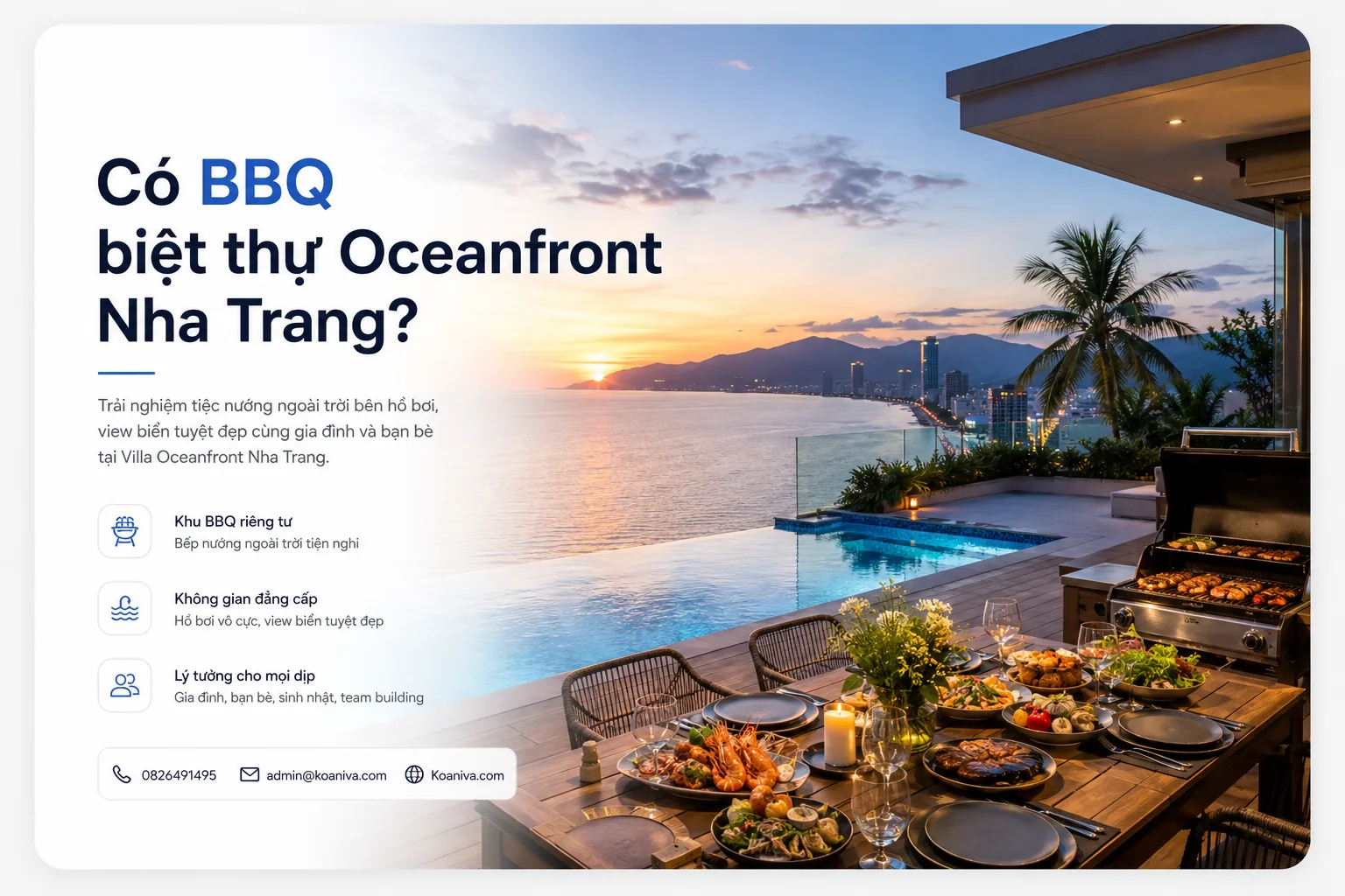 Biệt thự Oceanfront Nha Trang có BBQ không? Kinh nghiệm đặt villa