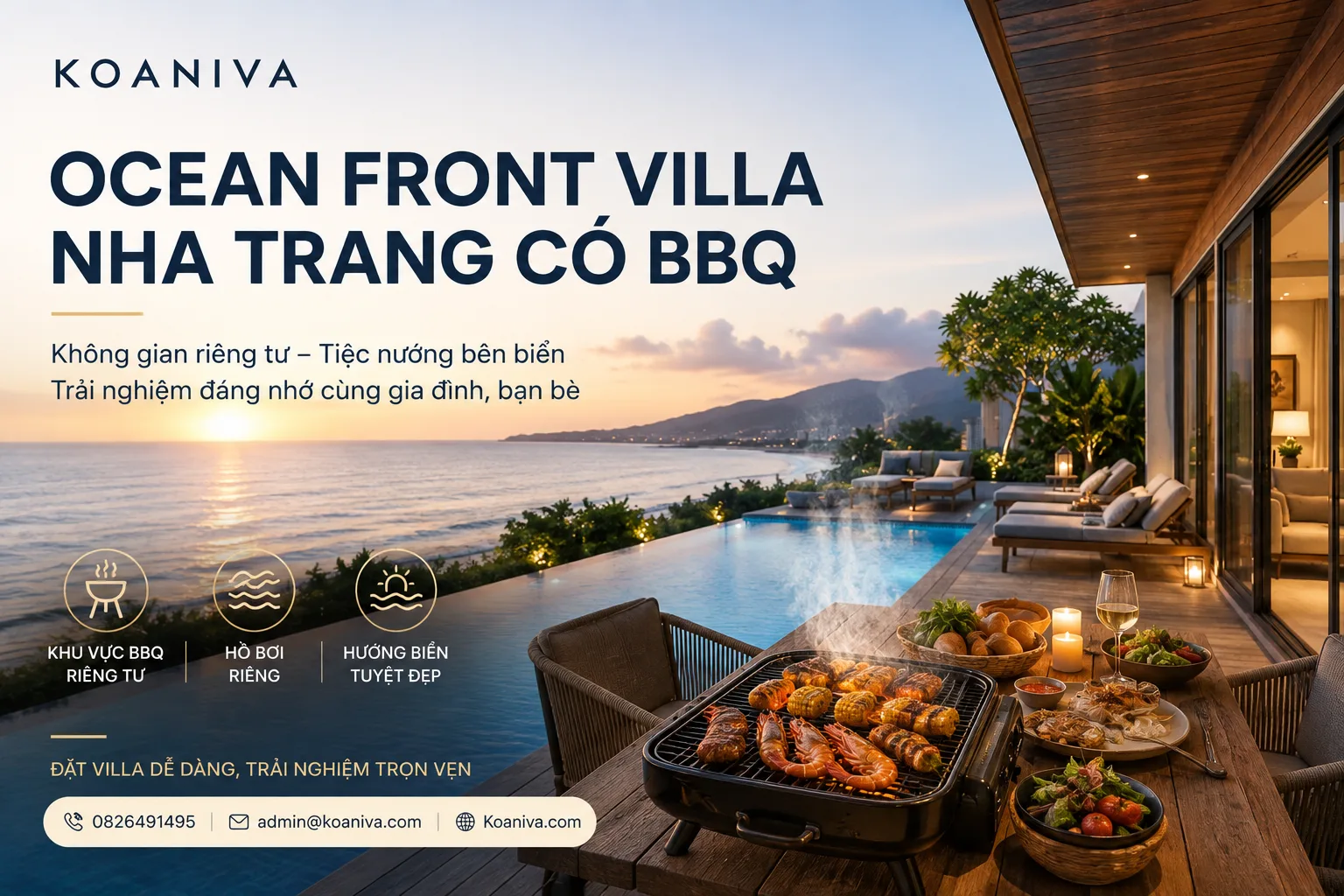 Ocean Front Villa Nha Trang có BBQ – Trải nghiệm nghỉ dưỡng riêng tư, tiệc nướng bên biển và không gian lý tưởng cho gia đình, nhóm bạn