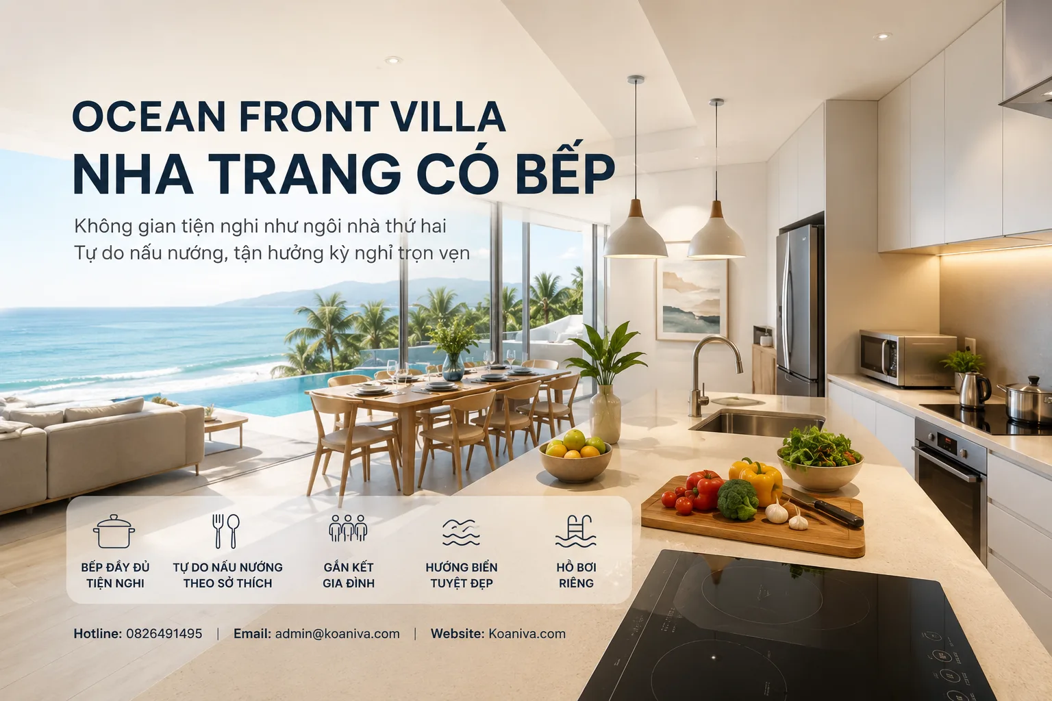 Ocean Front Villa Nha Trang có bếp – Không gian nghỉ dưỡng tiện nghi như ngôi nhà thứ hai bên bờ biển