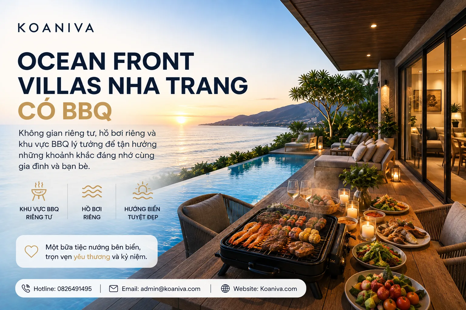 Ocean Front Villas Nha Trang có BBQ – Không gian nghỉ dưỡng lý tưởng để quây quần bên gia đình và bạn bè