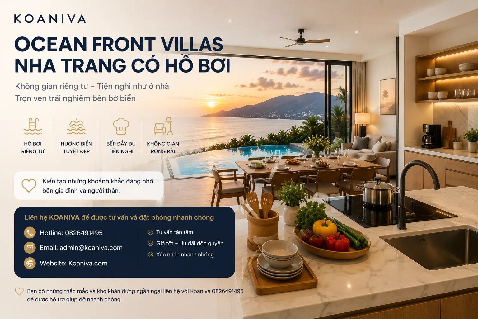 Ocean Front Villas Nha Trang có hồ bơi – Trải nghiệm nghỉ dưỡng riêng tư, đẳng cấp giữa thiên nhiên biển xanh
