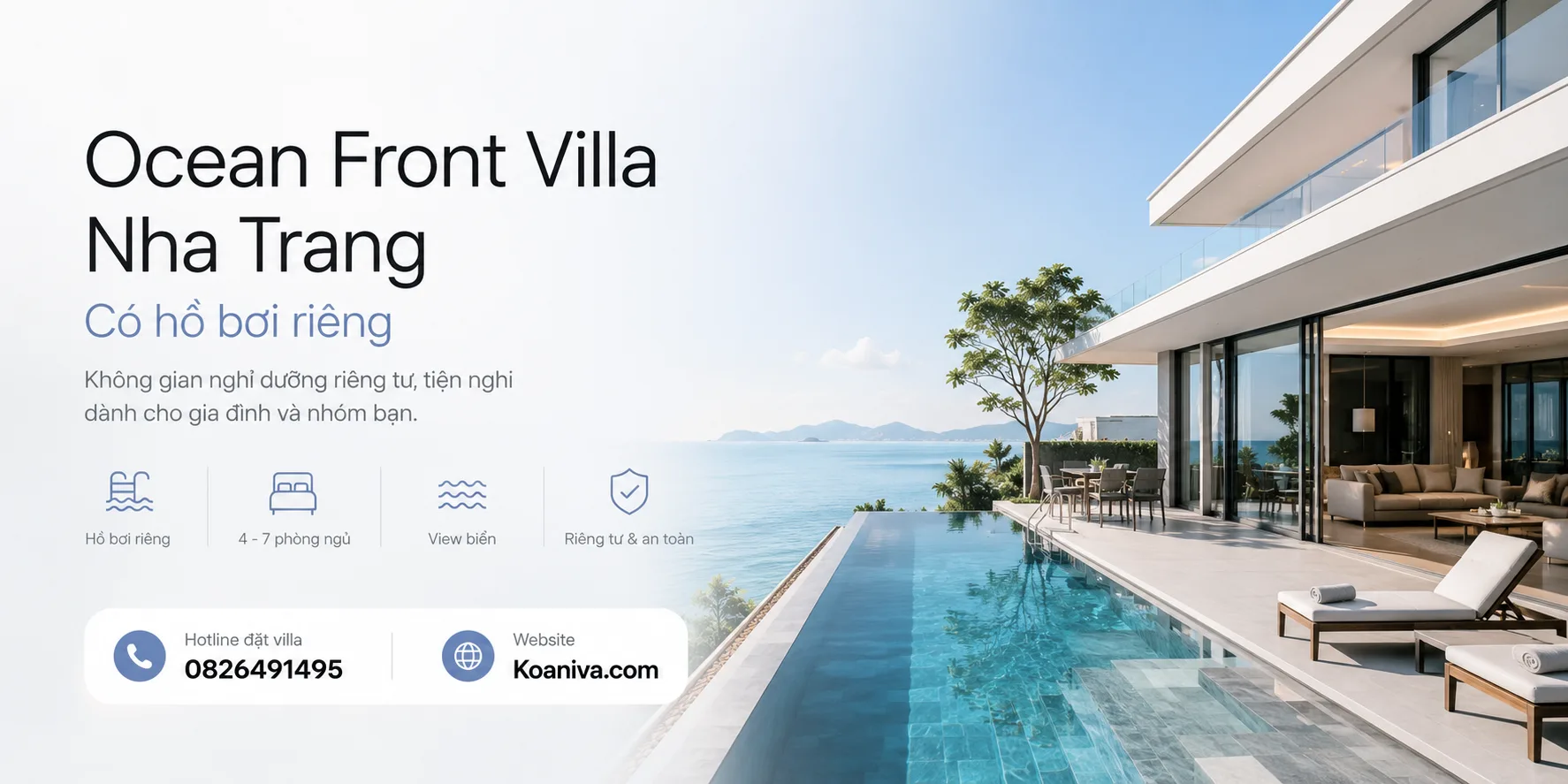 Có hồ bơi Ocean Front villa Nha Trang: Không gian nghỉ dưỡng riêng tư cho gia đình và nhóm bạn