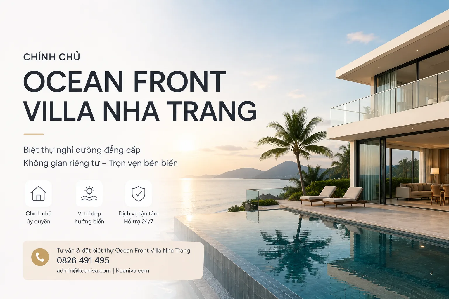 Chính chủ Ocean Front Villa Nha Trang – Thuê biệt thự nghỉ dưỡng đẳng cấp, giá minh bạch cùng Koaniva